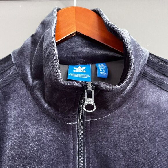 Adidas Originals Firebird Track Jacket Wms M Luxe Velvet Velour Ink Blue Trefoil - Picture 6 of 17